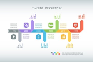 Aufkleber - Timeline infographic design template. Vector illustration for workflow layout, diagram, number options, web design, business presentation.