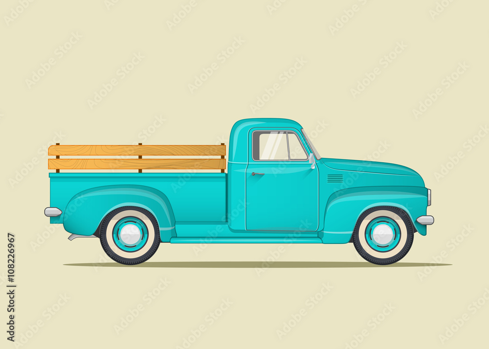 Classic pickup truck. Flat styled vector illustration. Stock Vector ...