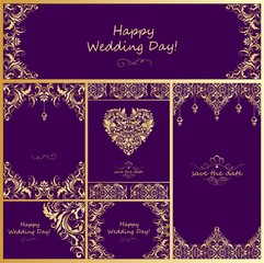 Sticker - Wedding vintage golden design