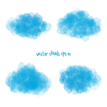 Wall Mural -  - Painted soft blue clouds vector illustration