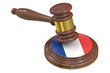 Wooden Gavel with Flag of France, 3D rendering