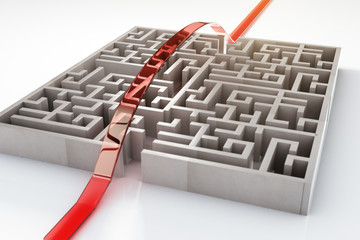 Poster - Red path going over maze