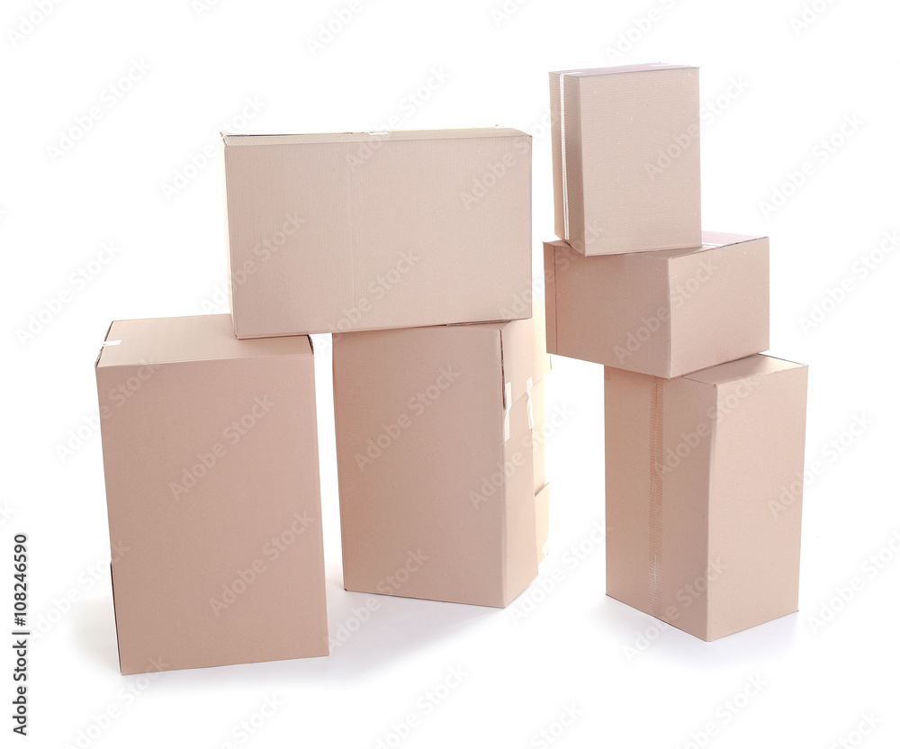 Set of cardboard boxes isolated on white
