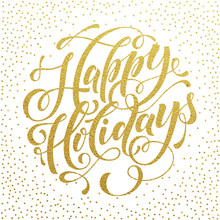 Happy Holidays Gold Text  For Greeting Card, Invitation