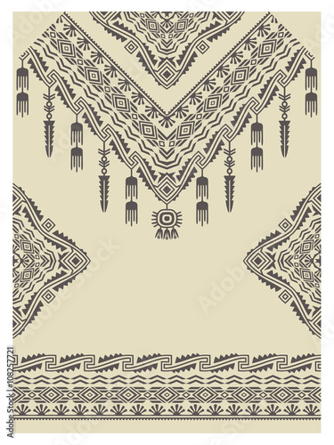 Design neckline, sleeves and border in ethnic style Plakat