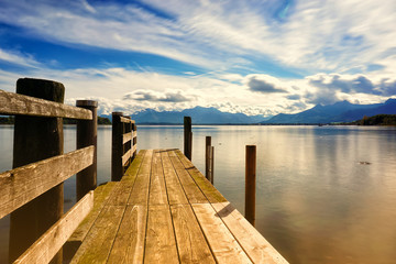 Wall Mural - wooden jetty (250) lake chiemsee