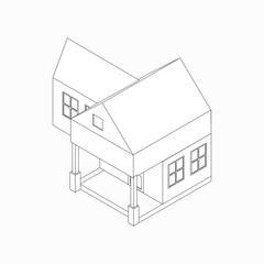 Wall Mural - Detached house icon, isometric 3d style 