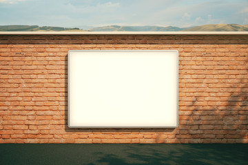 Fototapete - Hanging billboard red brick