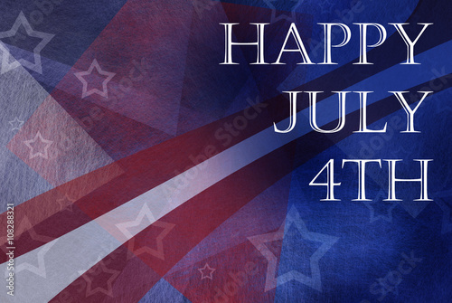 Poster Happy July 4th background design with stripes and stars in red white and blue co