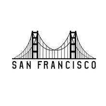 Golden Gate Bridge In San Francisco Vector Design Illustration