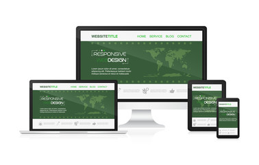 Poster - Website concept in responsive design with world map.