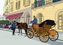 Illustration Of A Carriage In The Street