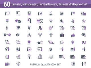 Set of business, management, human resources, business strategy icons