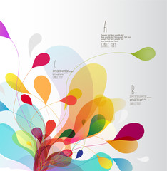 Wall Mural - abstract colored background with leafs.