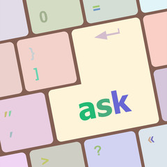 Poster - ask button on computer keyboard key vector illustration