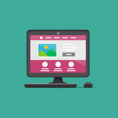 Landing page desktop isolated vector illustration. Web interface landing page graphic design.
