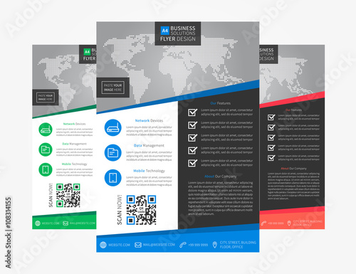 Leaflet Layout Vector Illustration Corporate Flyer Poster Brochure Template Advertising Ad Advert Graphic Design Flyer Layout In Blue Red Green Colors Ready To Use Edit And Print Buy This Stock