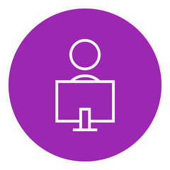 Poster - online education line icon.