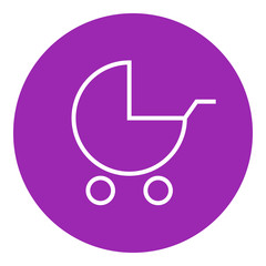 Sticker - Baby stroller line icon.