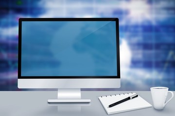 Poster - Composite image of image of a desk with computer