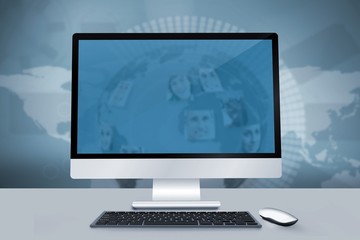 Poster - Composite image of image of a desk with computer