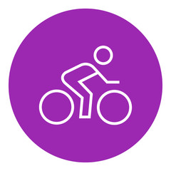 Sticker - Man riding  bike line icon.