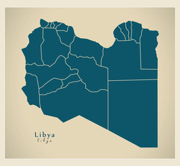 Modern Map - Libya with districts LY