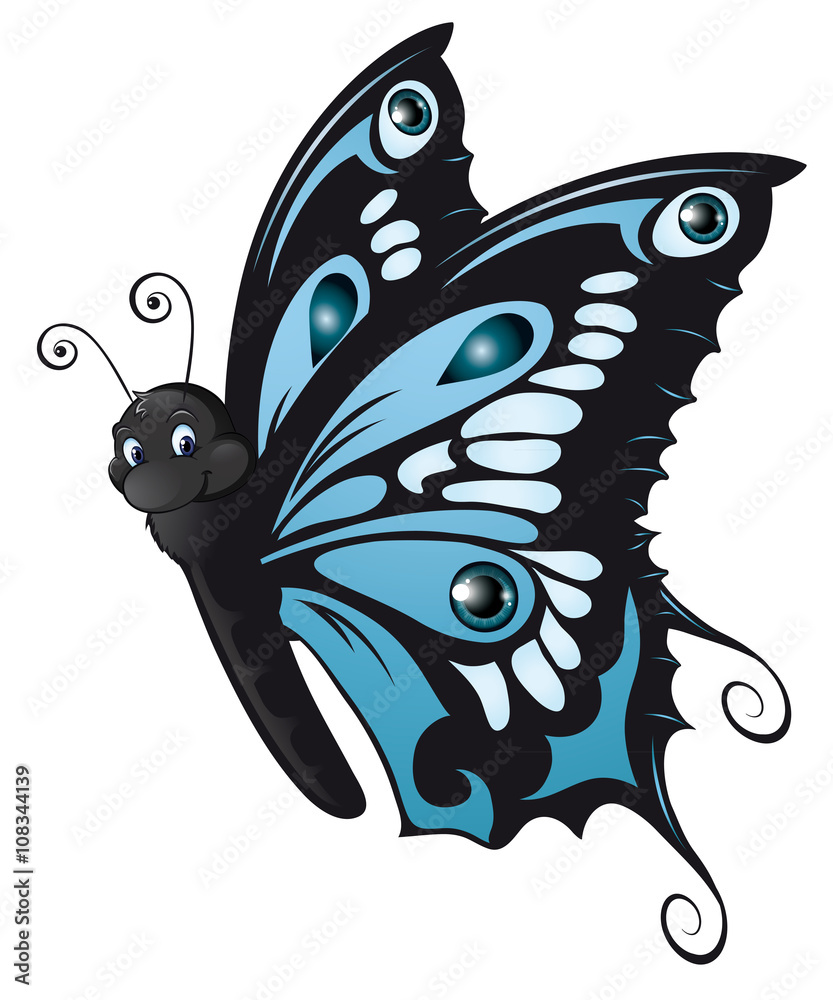 blue butterfly blauer Schmetterling Stock Vector | Adobe Stock, image size:833x1000