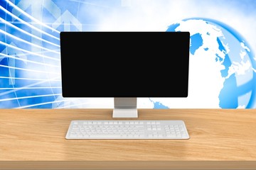 Poster - composite image of a computer over a desk