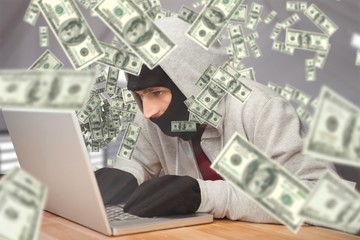 Poster - Composite image of hacker using laptop
