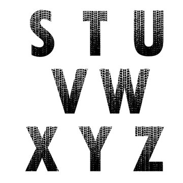 Grunge tire track font 3