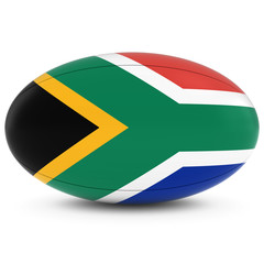 Wall Mural - South Africa Rugby - South African Flag on Rugby Ball on White