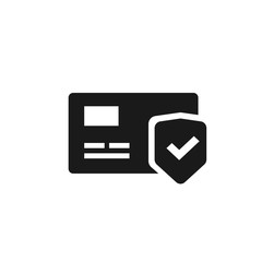 Poster - credit card protection icon, secure payment sign, credit card with shield and green check mark flat 
