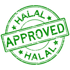 Grunged green Halal approve stamp