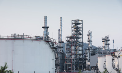 Oil Refinery factory at sunset