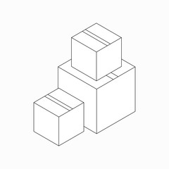 Poster - Stack of cardboard boxes icon, isometric 3d style