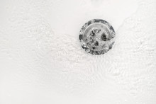 White Bathroom Sink Drain Close Up