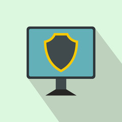 Poster - Monitor with security shield on the screen icon