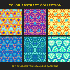 Wall Mural - color abstract seamless pattern set.