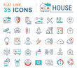 Set Vector Flat Line Icons Smart House
