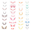 Set of varicolored watercolor deer horns