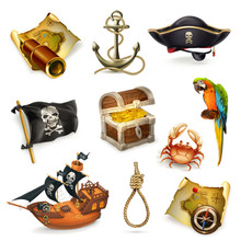 Sea Pirates, Vector Icon Set