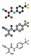 Sticker - Teriflunomide multiple sclerosis (MS) drug molecule.