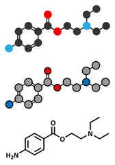 Sticker - Procaine topical anesthetic drug molecule.