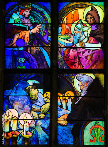 Stained Glass of Saints Cyril and Methodius by Alphonse Mucha Poster