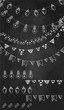 © happiestsim - Hand drawn borders,garland brushes on chalk board.Doodle pattern textures,lamps, lanterns,flags, ornament.Decoration vector brushstroke set.Used brushes included.