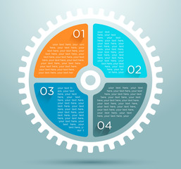 Poster - infographic flat cog with numbers design