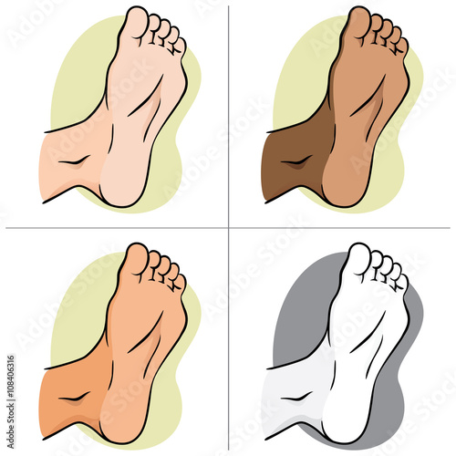 body part illustration, plant or sole of the foot, ethnic Stock Vector