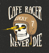 © paul_craft - Vintage old school hand drawn styled vector label of skull in helmet. Cafe racer theme. Vector illustration.
