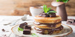 Homemade pancakes with chocolate spread.